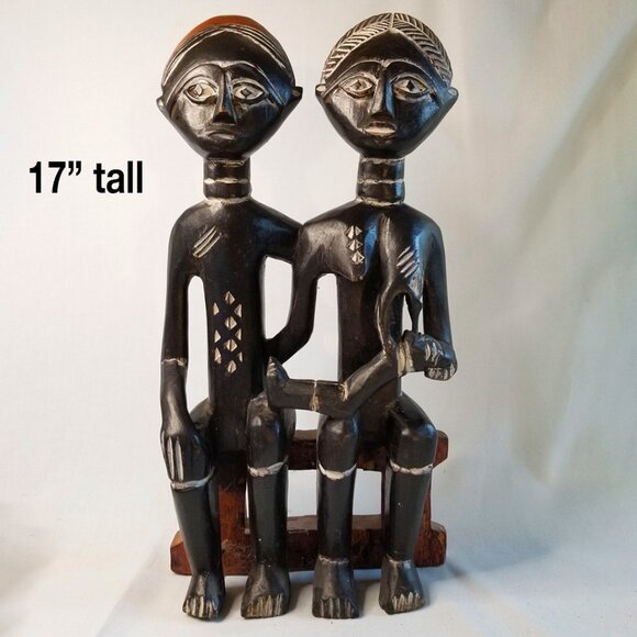 African Art Fertility Maternity Wood Carving Ashanti Tribe Ghana - 17” tall